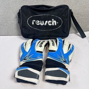 Reusch Keon R1 OT Goalkeeper Gloves Size 10 Blue White Soccer Futbol Ortho w/Bag